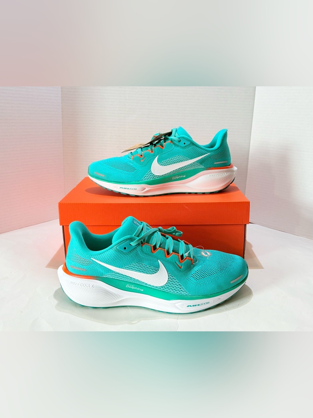 Size 9.5 Nike Air Zoom Pegasus 41 NFL Miami Dolphins Running Shoes FZ5082-300